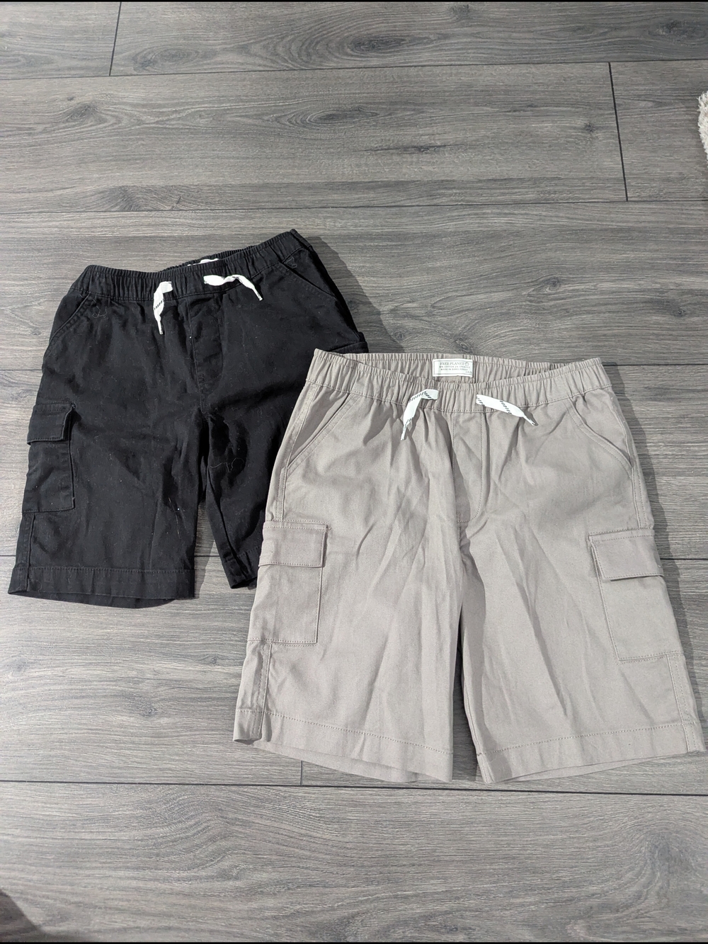 Free Planet Kids Cargo Shorts - Black & Light Gray Set Of 2